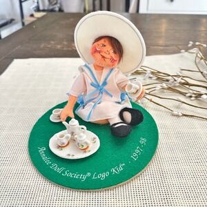 Annalee Mobilitee 7" Society Logo Kid Doll  Tea Time 1997-1998‎ Vintage
